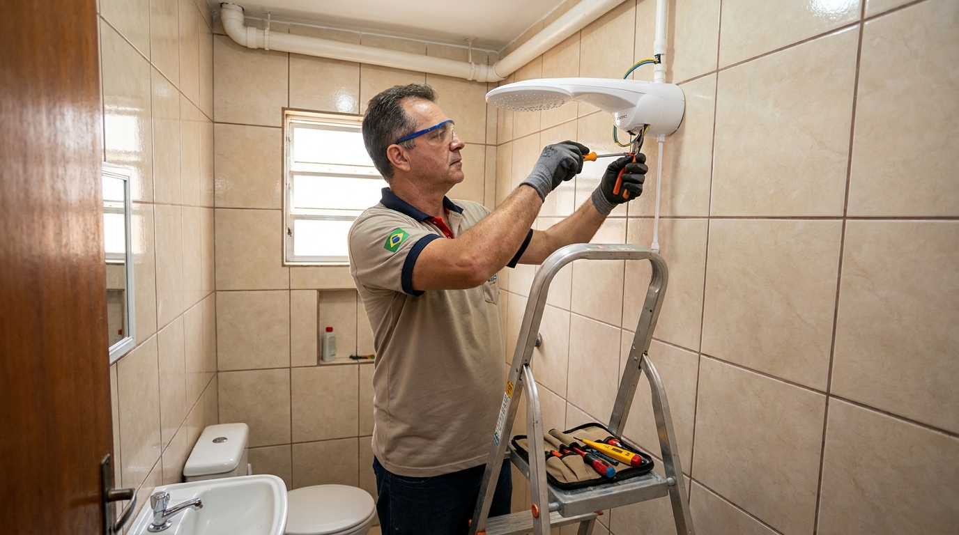 Instalação com pressurizador em Joinville-SC